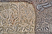Angkor Wat temple, the bas-reliefs of the third enclosure. West Gallery Southern Part: the battle of Kuruksetra 